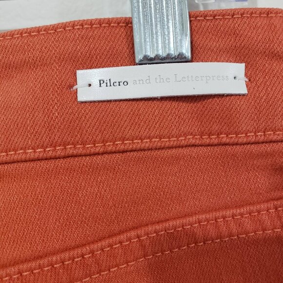 Pilcro & the Letterpress High Rise Bootcut Jeans Size 32 Orange Fray Hem Casual - Picture 13 of 16